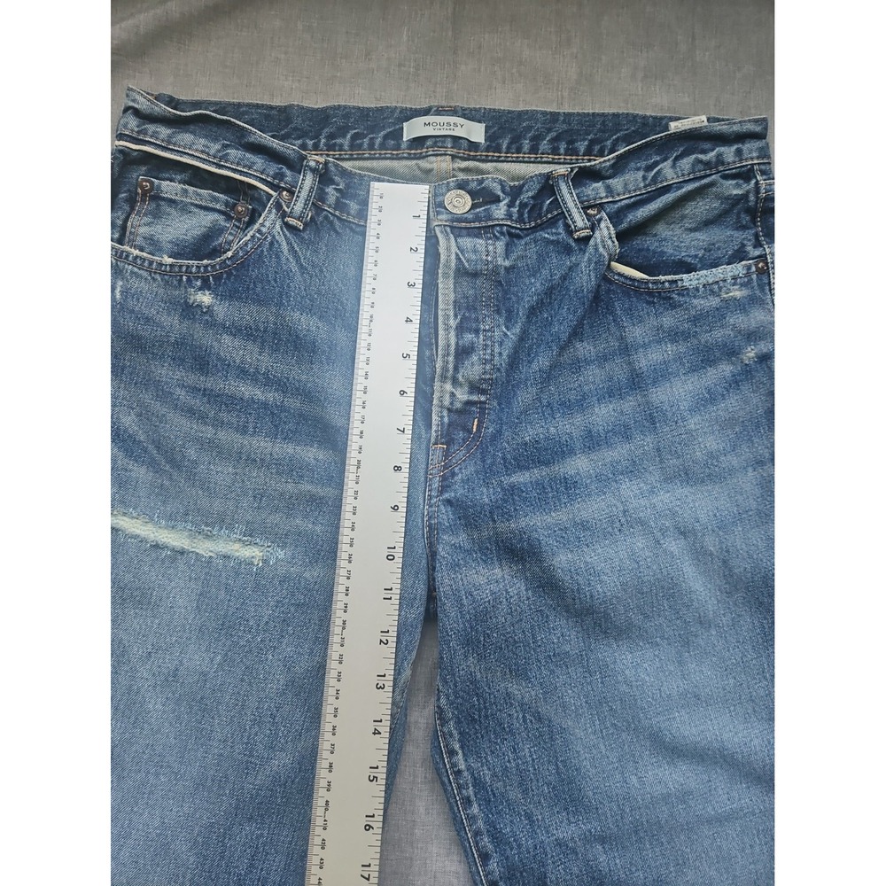 Moussy Vintage Straight Leg Howa Jeans in Blue Women 31 Made Japan $370 - Picture 10 of 16